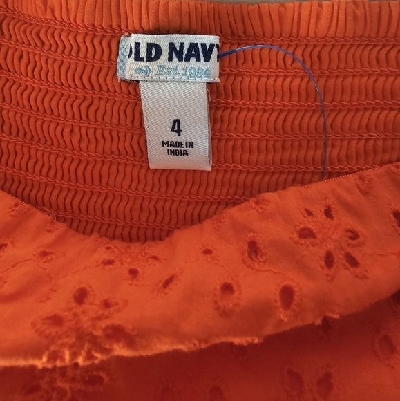Old Navy Coral/Orange Cotton Eyelet Strapless Dress - Picture 6 of 7
